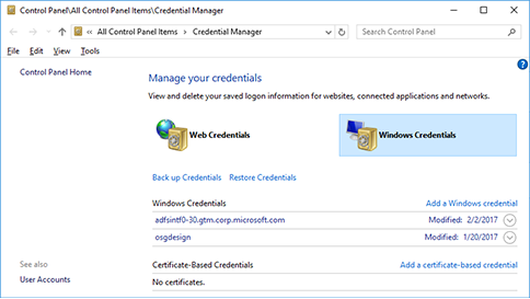 Windows accessing credential manager